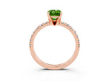 Rose gold Emerald Cut Peridot Solitaire Pavé Engagement Ring with Round Band and Prong Setting_69