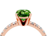 Rose gold Emerald Cut Peridot Solitaire Pavé Engagement Ring with Round Band and Prong Setting_70