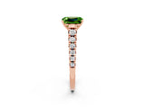 Rose gold Emerald Cut Peridot Solitaire Ring with Cathedral Setting and Pavé Band_2