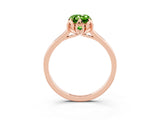 Rose gold Emerald Cut Peridot Solitaire Ring with Flower Prong Setting and Classic Band_39