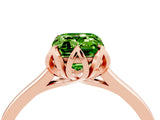 Rose gold Emerald Cut Peridot Solitaire Ring with Flower Prong Setting and Classic Band_40