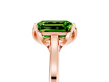 Rose gold Emerald Cut Peridot Solitaire Ring with Flower Prong Setting and Classic Band_41