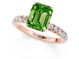 Rose gold Emerald Cut Peridot Solitaire Ring with Pavé Accents and Four-Prong Setting_1