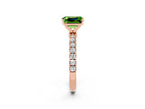 Rose gold Emerald Cut Peridot Solitaire Ring with Pavé Accents and Four-Prong Setting_2