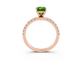 Rose gold Emerald Cut Peridot Solitaire Ring with Pavé Accents and Four-Prong Setting_3