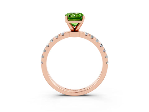 Rose gold Emerald Cut Peridot Solitaire Ring with Pavé Accents and Four-Prong Setting_3