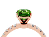 Rose gold Emerald Cut Peridot Solitaire Ring with Pavé Accents and Four-Prong Setting_4
