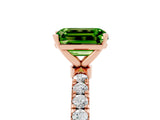 Rose gold Emerald Cut Peridot Solitaire Ring with Pavé Accents and Four-Prong Setting_5