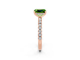 Rose gold Emerald Cut Peridot Solitaire Ring with Pavé Band and Four-Prong Setting_26
