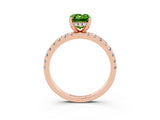 Rose gold Emerald Cut Peridot Solitaire Ring with Pavé Band and Four-Prong Setting_27