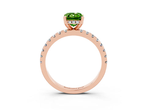 Rose gold Emerald Cut Peridot Solitaire Ring with Pavé Band and Four-Prong Setting_27