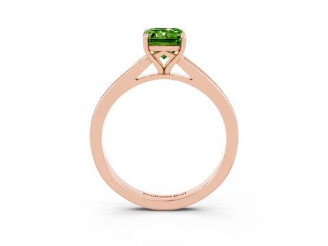Rose gold Emerald Cut Peridot Solitaire Ring with Pavé Band and Prong Setting_15