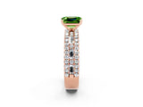 Rose gold Emerald Cut Peridot Solitaire Ring with Pavé and Channel Set Band_2