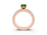 Rose gold Emerald Cut Peridot Solitaire Ring with Pavé and Channel Set Band_3