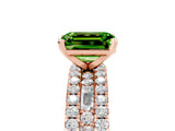 Rose gold Emerald Cut Peridot Solitaire Ring with Pavé and Channel Set Band_5