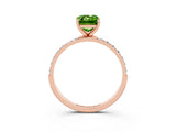 Rose gold Emerald Cut Peridot Solitaire Ring with Pave Band and Four Prong Setting_27