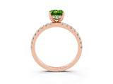 Rose gold Emerald Cut Peridot Solitaire Ring with Round  Pavé Band and Four-Prong Setting_47