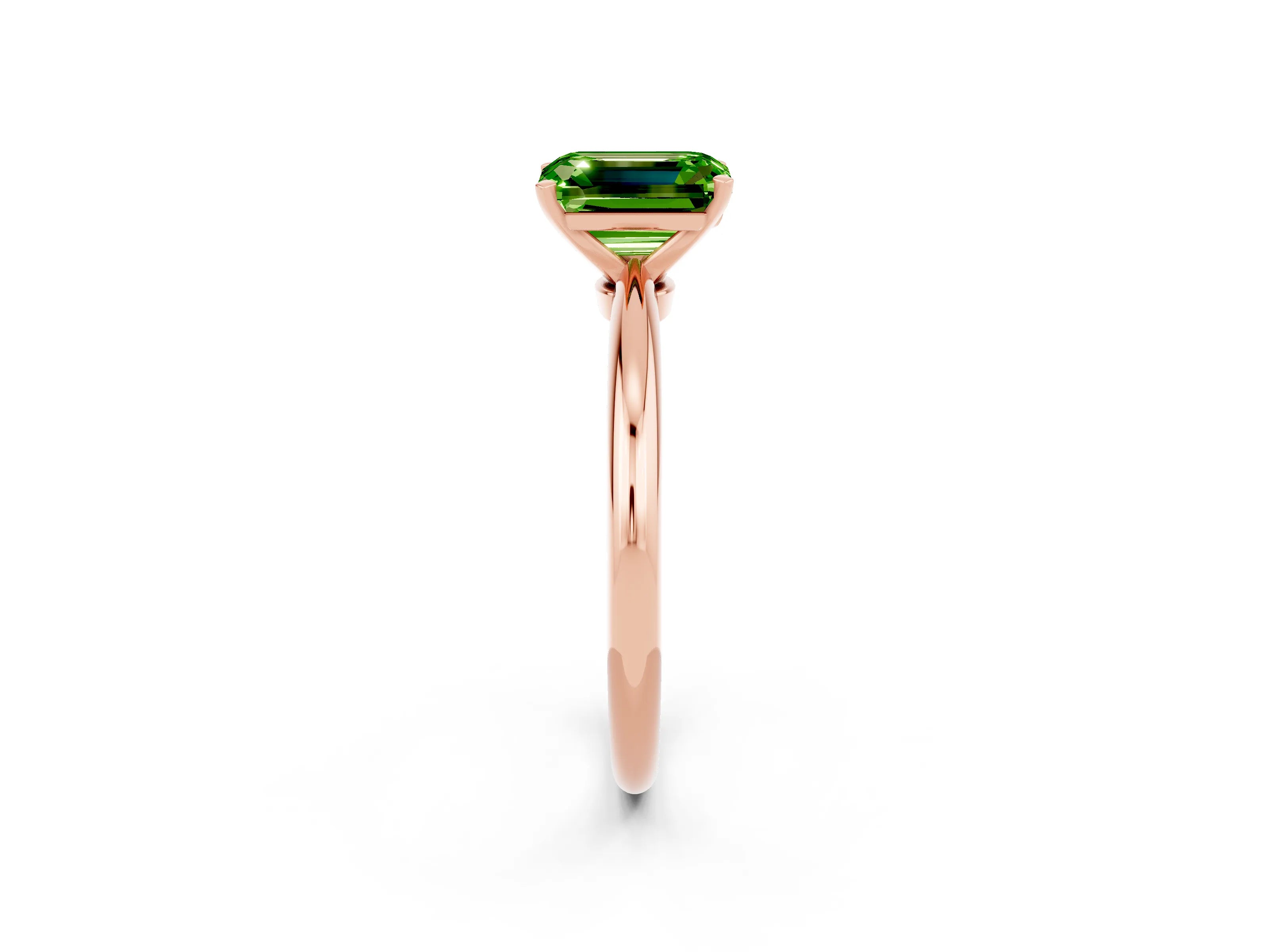 Rose gold Emerald Cut Peridot Solitaire Ring with Six-Prong Setting and Classic Band_2