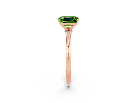 Rose gold Emerald Cut Peridot Solitaire Ring with Six-Prong Setting and Classic Band_2