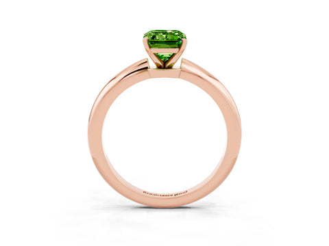 Rose gold Emerald Cut Peridot Solitaire Ring with Six-Prong Setting and Classic Band_3