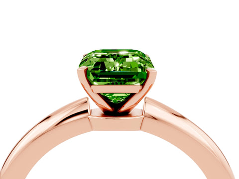 Rose gold Emerald Cut Peridot Solitaire Ring with Six-Prong Setting and Classic Band_4