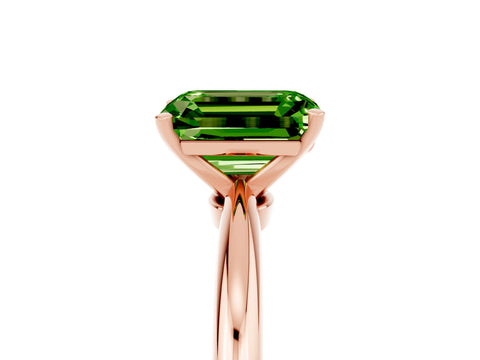 Rose gold Emerald Cut Peridot Solitaire Ring with Six-Prong Setting and Classic Band_5