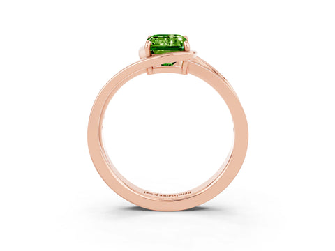Rose gold Emerald Cut Peridot Solitaire Ring with Split Shank and Prong Setting_3