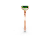 Rose gold Emerald Cut Peridot Solitaire Ring with Thin Band and Four-Prong Setting_14