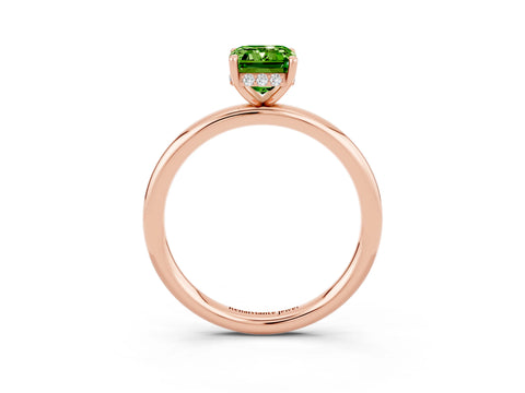 Rose gold Emerald Cut Peridot Solitaire Ring with Thin Band and Four-Prong Setting_15