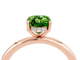 Rose gold Emerald Cut Peridot Solitaire Ring with Thin Band and Four-Prong Setting_16