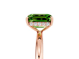 Rose gold Emerald Cut Peridot Solitaire Ring with Thin Band and Four-Prong Setting_17