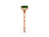 Rose gold Emerald Cut Peridot Solitaire Ring with Thin Band and Prong Setting_14