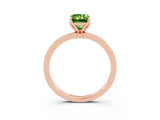 Rose gold Emerald Cut Peridot Solitaire Ring with Thin Band and Prong Setting_15