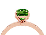 Rose gold Emerald Cut Peridot Solitaire Ring with Thin Band and Prong Setting_16