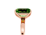 Rose gold Emerald Cut Peridot Solitaire Ring with Thin Band and Prong Setting_17
