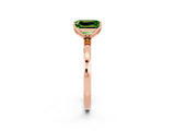 Rose gold Emerald Cut Peridot Solitaire Ring with Thin Band and Prong Setting_26