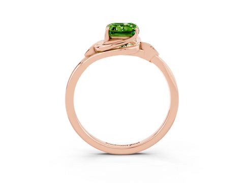 Rose gold Emerald Cut Peridot Solitaire Ring with Twist Band and Four-Prong Setting_27