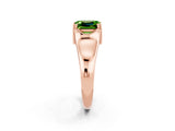Rose gold Emerald Cut Peridot Solitaire Ring with Wide Band and Prong Setting_2