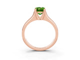 Rose gold Emerald Cut Peridot Solitaire Ring with Wide Band and Prong Setting_3