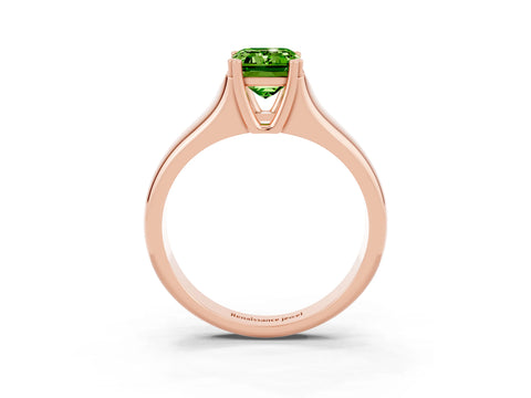 Rose gold Emerald Cut Peridot Solitaire Ring with Wide Band and Prong Setting_3