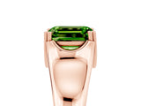 Rose gold Emerald Cut Peridot Solitaire Ring with Wide Band and Prong Setting_5
