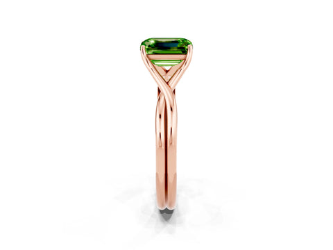 Rose gold Emerald Cut Peridot Solitaire Twist Band Prong Setting Ring_38