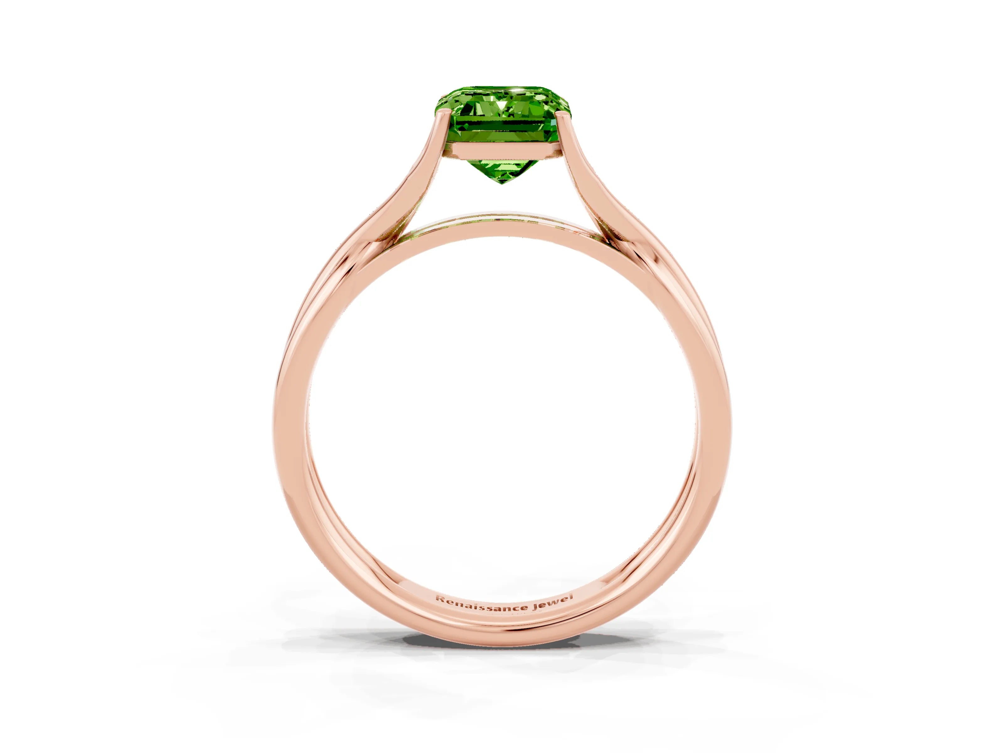 Rose gold Emerald Cut Peridot Solitaire Twist Band Prong Setting Ring_39