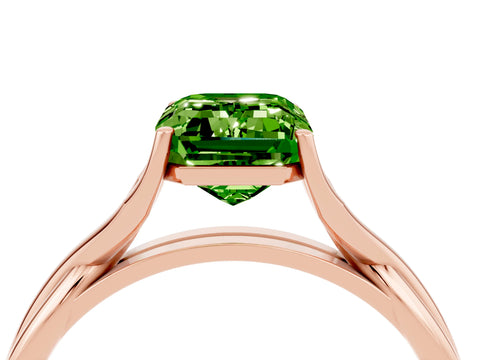 Rose gold Emerald Cut Peridot Solitaire Twist Band Prong Setting Ring_40