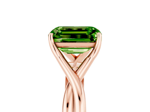 Rose gold Emerald Cut Peridot Solitaire Twist Band Prong Setting Ring_41