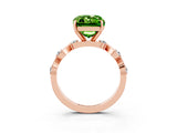Rose gold Emerald Cut Peridot Solitaire Twisted Band with Round  Accents and Prong Setting_15
