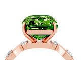 Rose gold Emerald Cut Peridot Solitaire Twisted Band with Round  Accents and Prong Setting_16