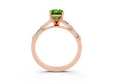 Rose gold Emerald Cut Peridot Solitaire with Side Baguettes and Channel Set Band_3