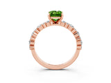 Rose gold Emerald Cut Peridot Solitaire with Side Stones, Pave Band, Four-Prong Setting_27