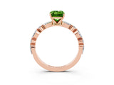 Rose gold Emerald Cut Peridot Solitaire with Side Stones on a Pavé Band and Four-Prong Setting_3